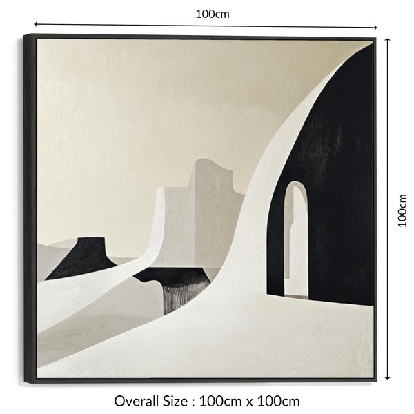 Entry Hallway Framed Artwork on Canvas Neutral Abstract Beige Black
