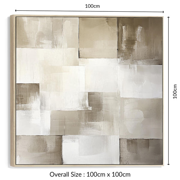 Entrance Hallway Neutral Abstract Artwork Canvas Print Framed Beige