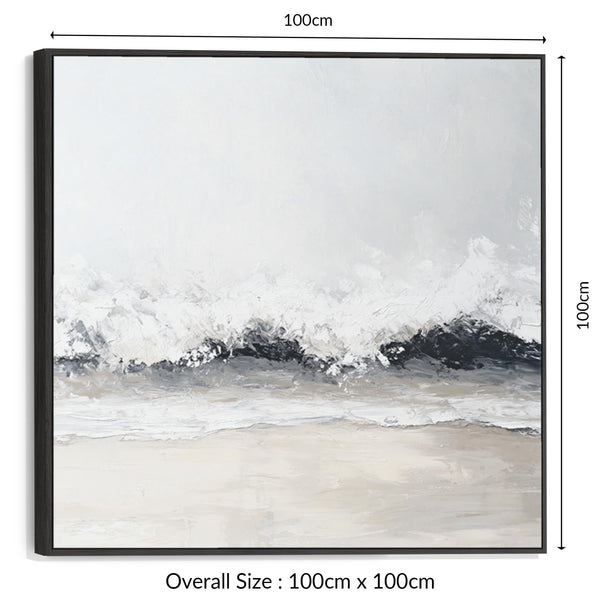 Abstract Greige Grey Beige Framed Wall Art Canvas Print for Kitchen