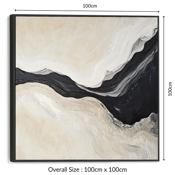 Bedroom Framed Wall Art Canvas Print Cream Black Abstract