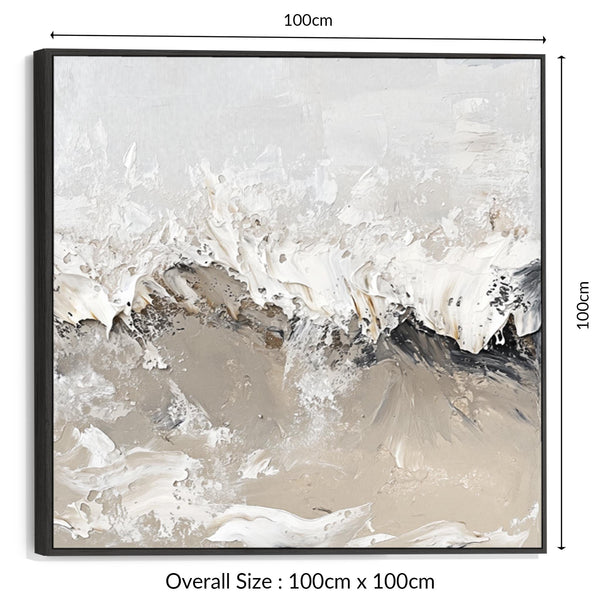 Kitchen Artwork Print Framed Canvas Grey and Beige Abstract