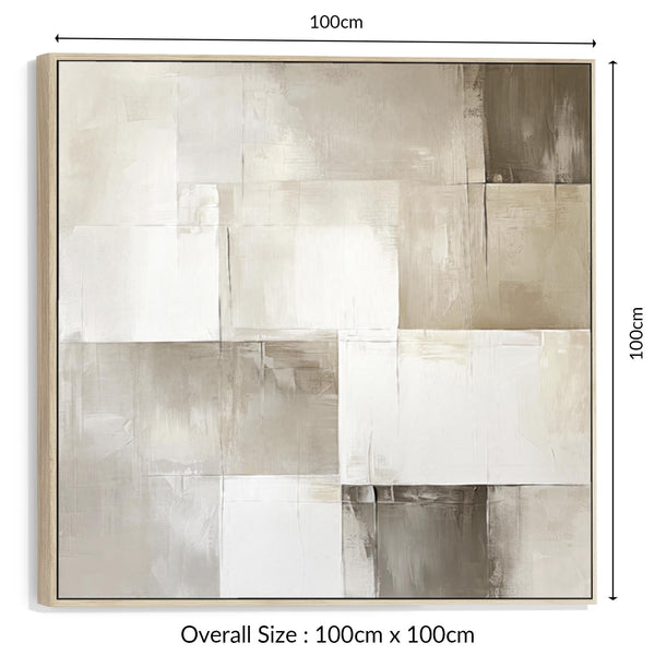 Bedroom Artwork Print Framed Canvas Beige Cream Abstract Neutral