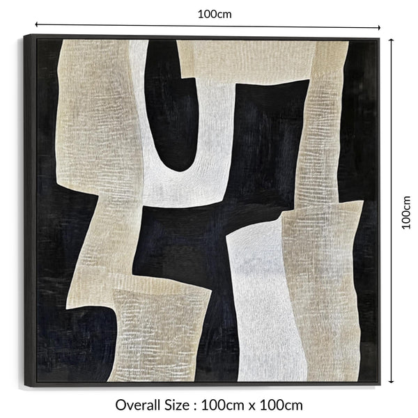 Kitchen Artwork Print Framed Canvas Abstract Beige Cream Black