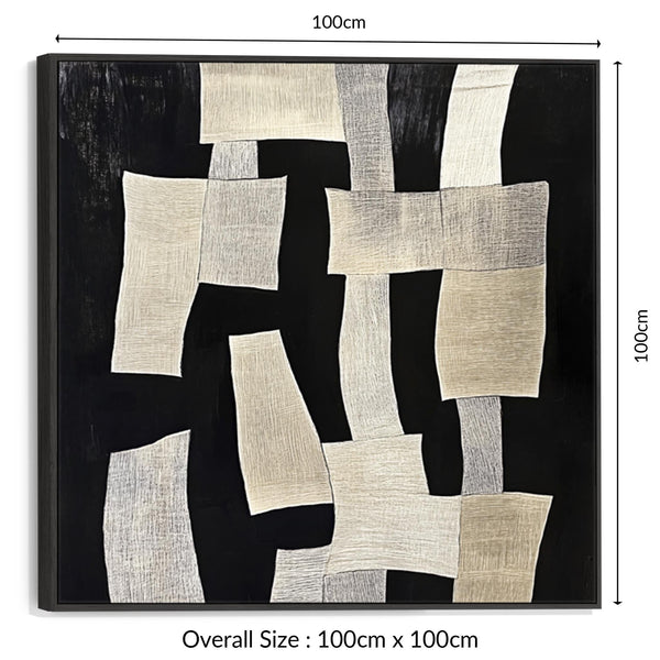 Bedroom Artwork Print Framed Canvas Abstract Beige Cream Black