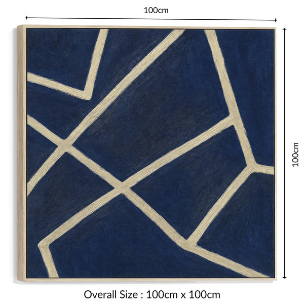 Blue White Abstract Artwork Framed XL Square - Pathways