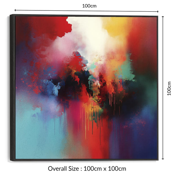 Unique Colourful Abstract Framed Wall Art Multi-Coloured Cascade