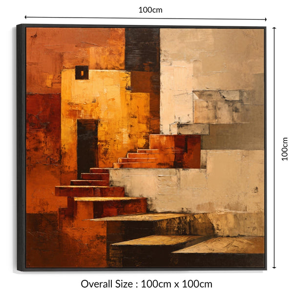 Orange Rust Abstract Framed Artwork - Autumn Steps