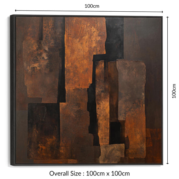 Rust Brown Orange Abstract Wall Art - Forged Embers