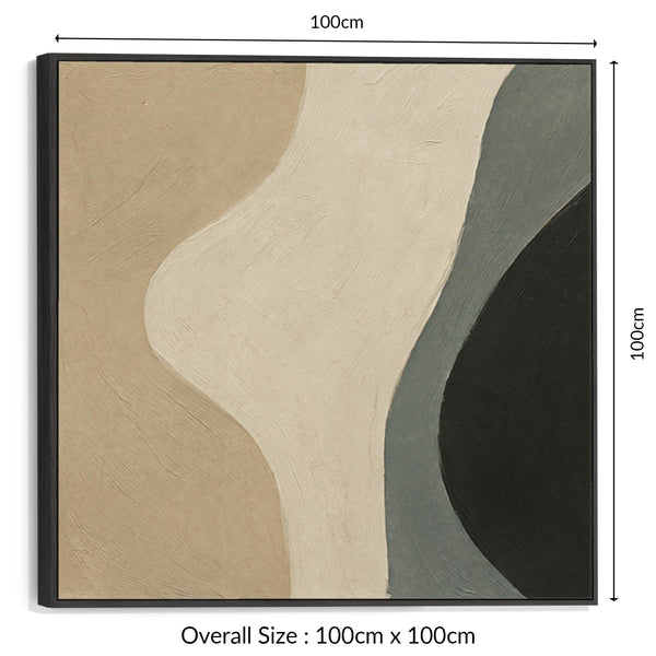 Neutral Green Abstract Framed Canvas - Beige Harmony