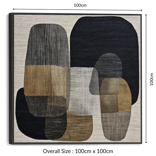 Beige Black Japandi Framed Wall Art Wabi Sabi - Linen Stillness