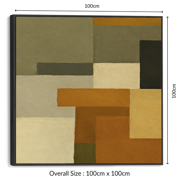 Large Mustard Green Abstract Framed Canvas Earth Tone - Autumn Earth