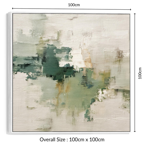 Sage Green White Abstract Framed Contemporary Art Print