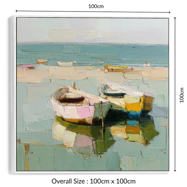 Abstract Colourul Boats Beach Framed Canvas Art