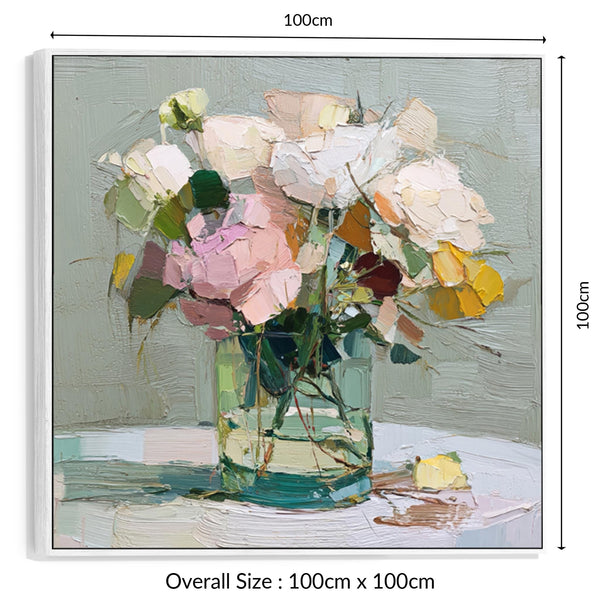 Abstract Pink Green Floral Framed Artwork Canvas