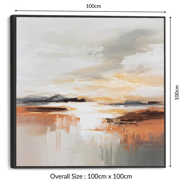 Hallway Wall Art for Entrance Way - Orange Grey Abstract Artwork