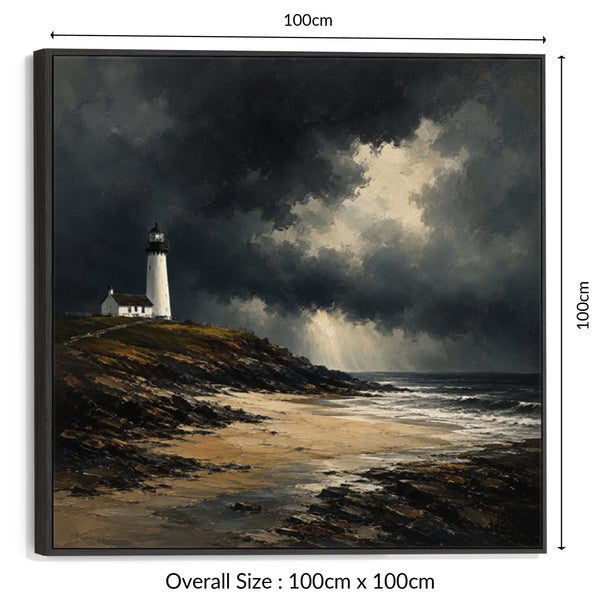 Framed Scottish Canvas Artwork - Lighthouse - Lonely Light