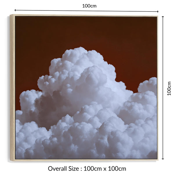 Dark Red Clouds Burgundy Framed Wall Art Canvas