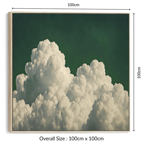 Emerald Green Clouds Square Framed Wall Art Canvas