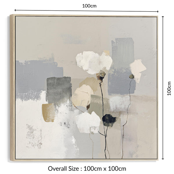 Neutral Cream Grey Long Wide Wall Art Canvas for Bedroom