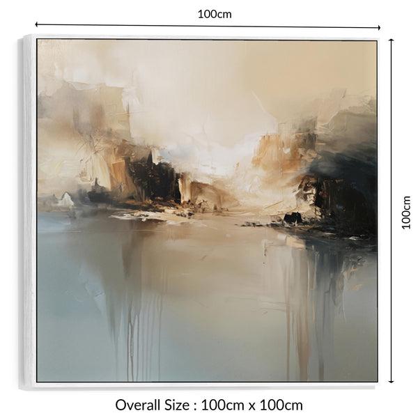 Square Framed Canvas Picture - Teal Orange Abstract - Dreamy