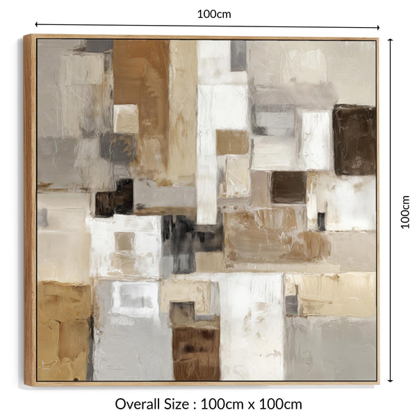 Large Beige Cream Framed Picture on Canvas - Mocha Harmony