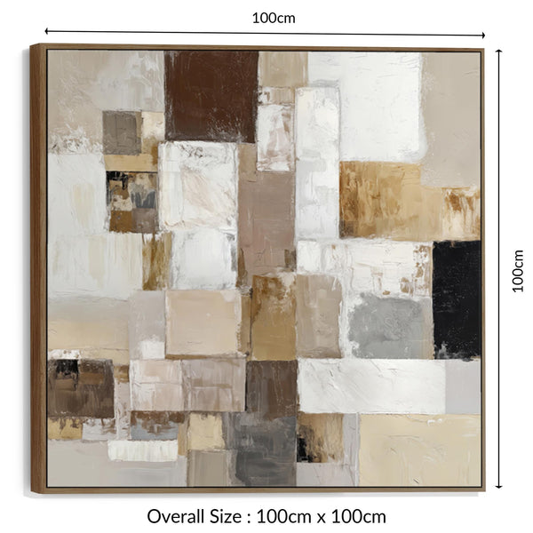 Living Room Canvas Picture - Framed Lounge Art Coffee & Cream