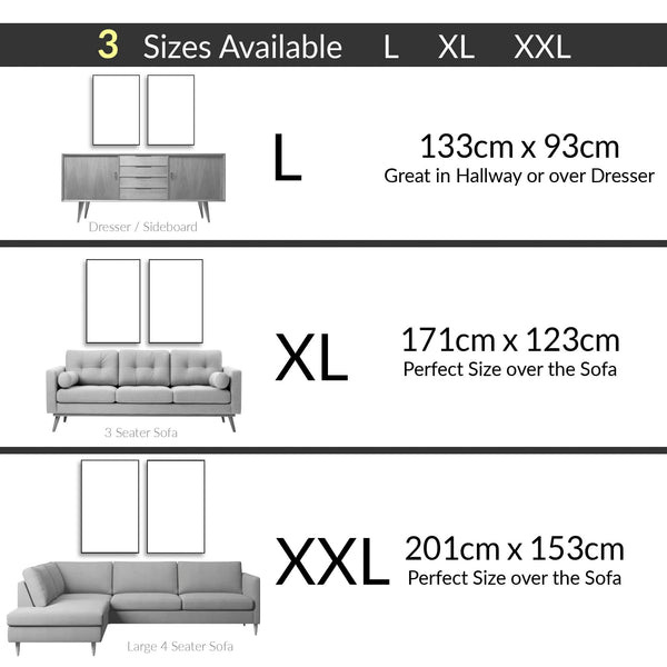 Extra Large Living Room Pair Canvas Pictures Framed - Set of 2