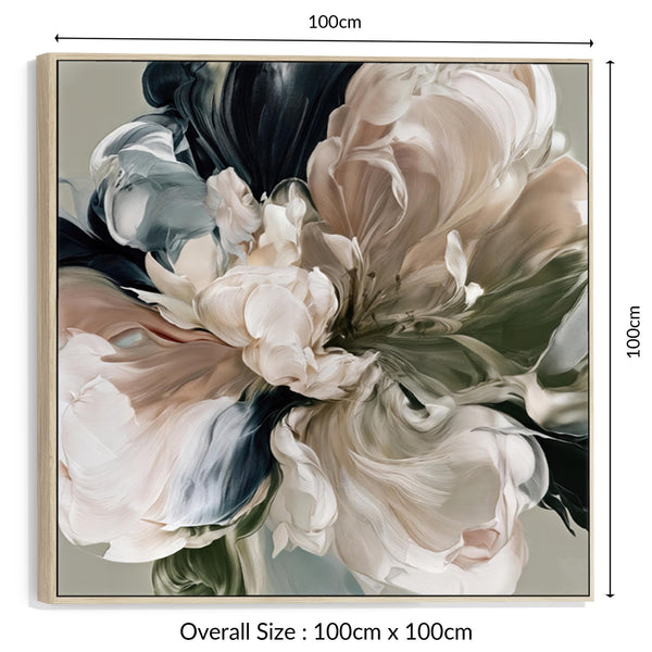 Sage Green Pink Floral Canvas Picture Framed - Blush Bloom