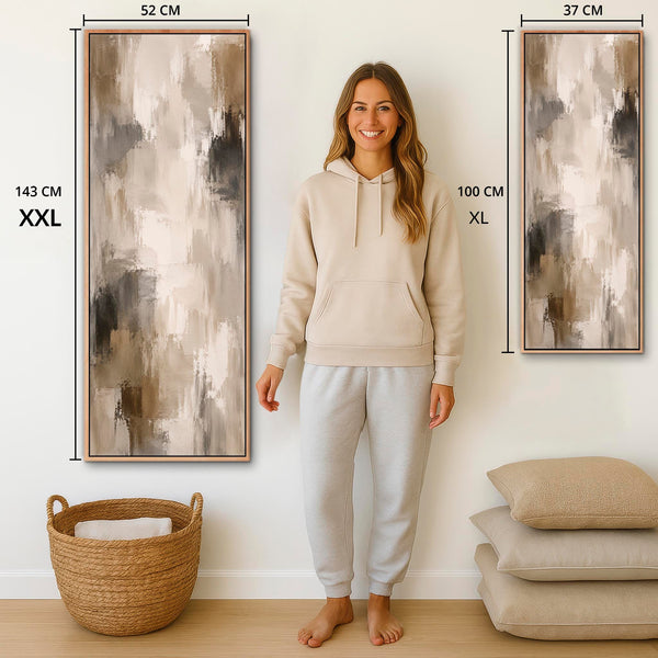Hallway Framed Canvas Picture - Beige Brown Abstract Hall Art