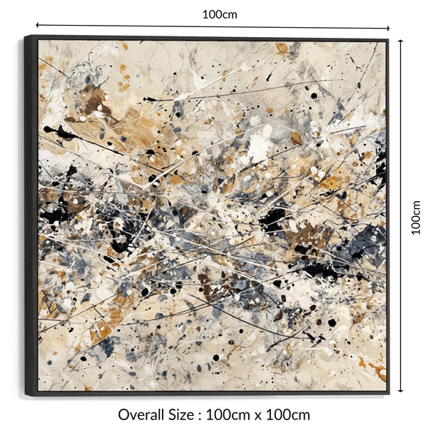Large Living Room Framed Canvas Neutral Cream Black Lounge Art