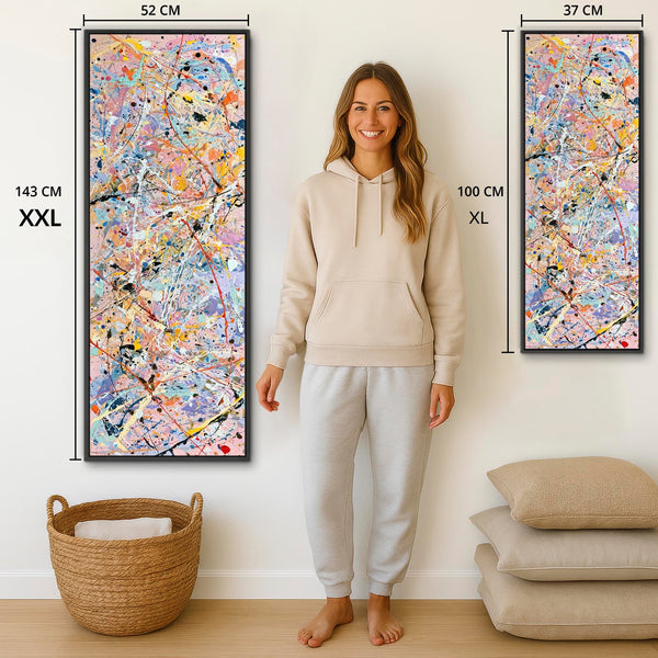Tall Jackson Pollock Style - Abstract Vibrant Framed Wall Art