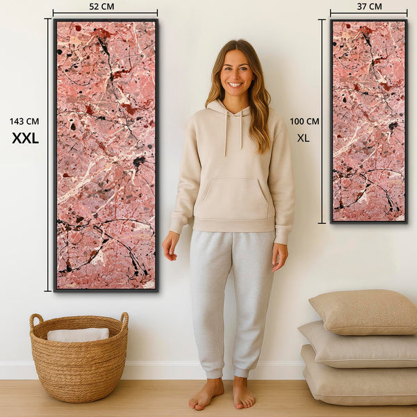 Tall Pink Hallway Wall Art - Framed Blush Abstract for Hall