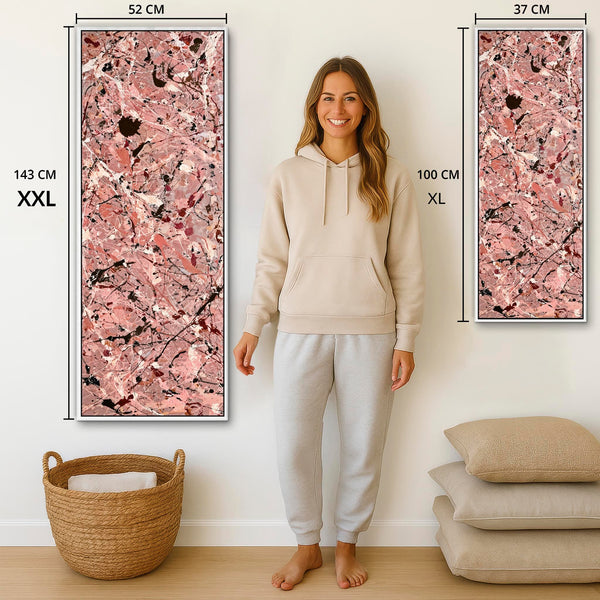 Tall Pink Vertical Wall Art - Framed Upright Blush Abstract