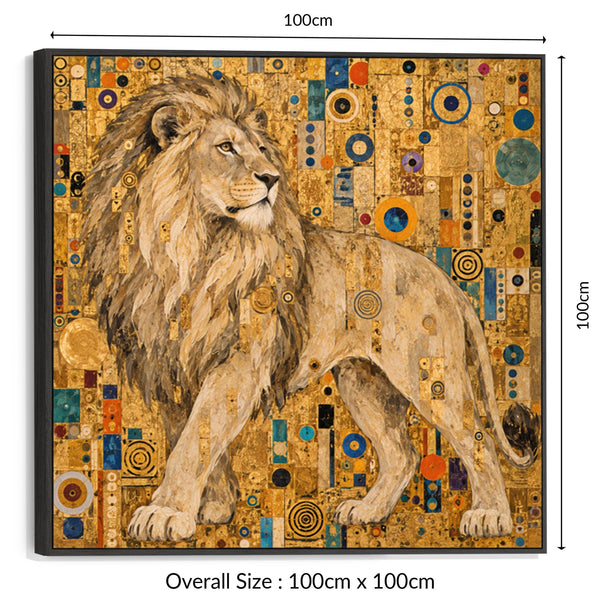 Large Gustav Klimt inspired Framed Canvas Art - Golden Lion