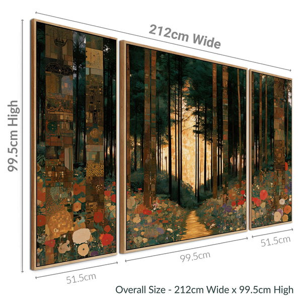 Extra Large Set 3 Gustav Klimt inspired Framed Art - Enchanted