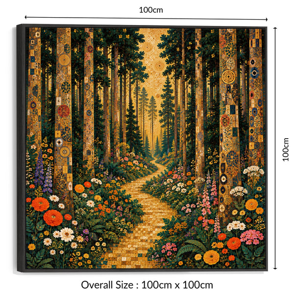 Gustav Klimt inspired Colourful Framed Canvas - Forest Path