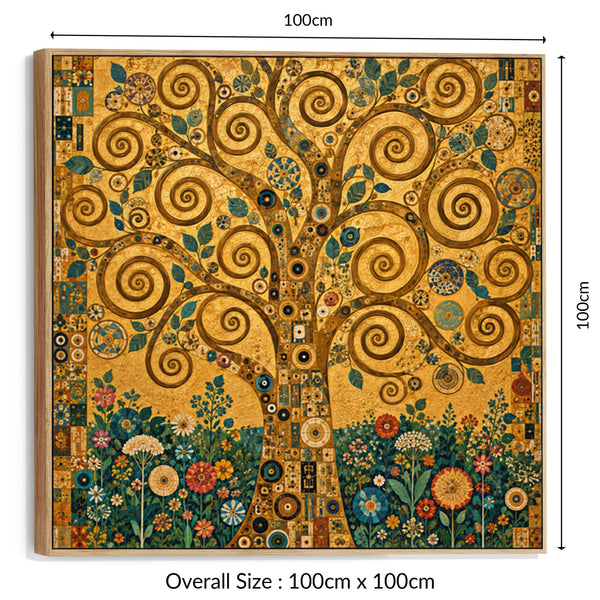 Large Golden Yellow Tree Life Gustav Klimt inspired Framed Art