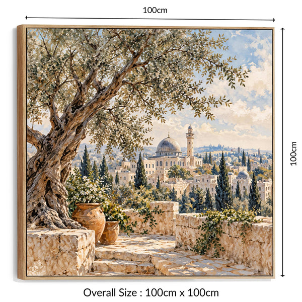 Large Framed Palestine Canvas Jerusalem Mosque - Tranquility