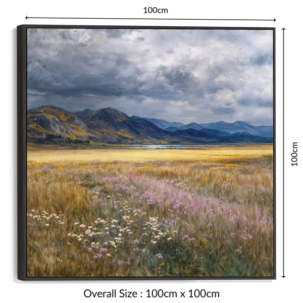 Scottish Highland Landscape Framed Canvas Art - Heather Meadow