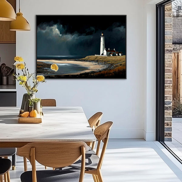 Extra Large Framed Scottish Canvas Artwork - Lighthouse - Calm before the Storm