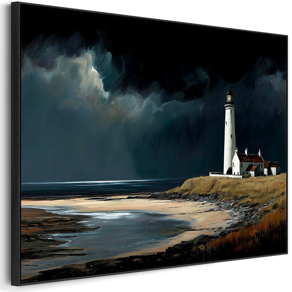 Extra Large Framed Scottish Canvas Artwork - Lighthouse - Calm before the Storm