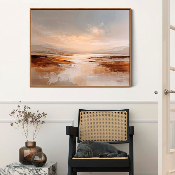 Extra Large Living Room Framed Wall Art - Dusk Umber Reflections