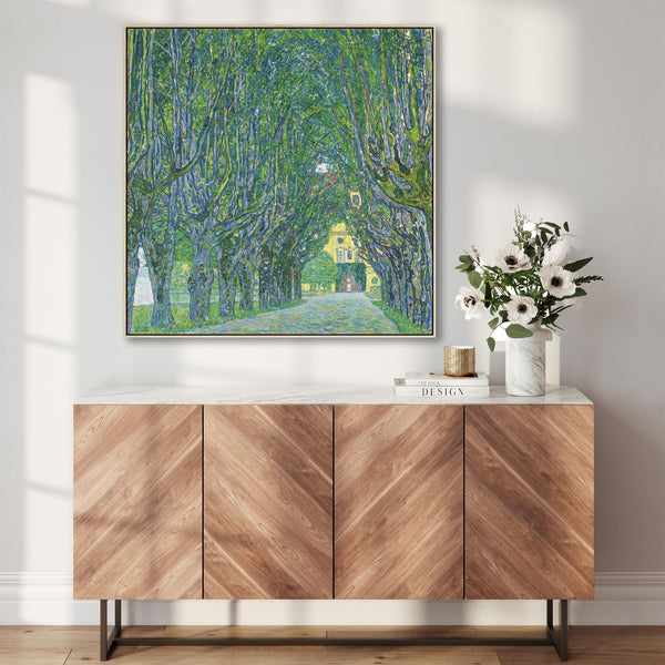 Living Room Lounge Framed Artwork Print on Canvas Green Gustav Klimt Schloss Klammer