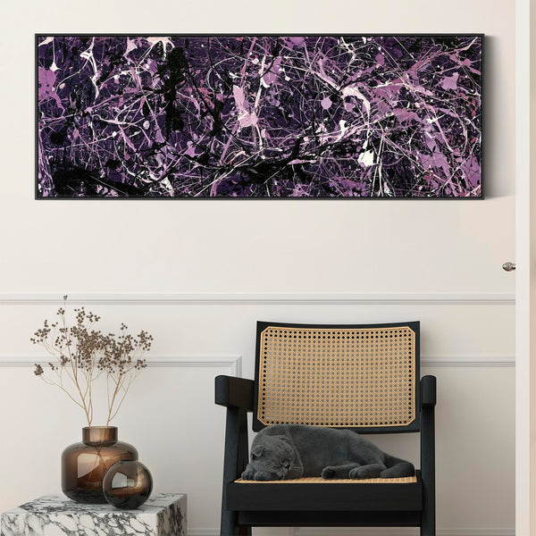 Wide Bedroom Wall Art - Deep Purple Lilac over Bed Long Canvas