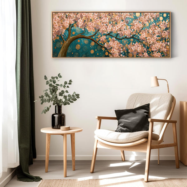 Pink Blue Gustav Klimt inspired Bedroom over Bed Canvas Art