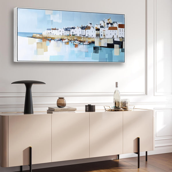 Wide Living Room Wall Art - Framed Cornish Coastal Artwork for Lounge