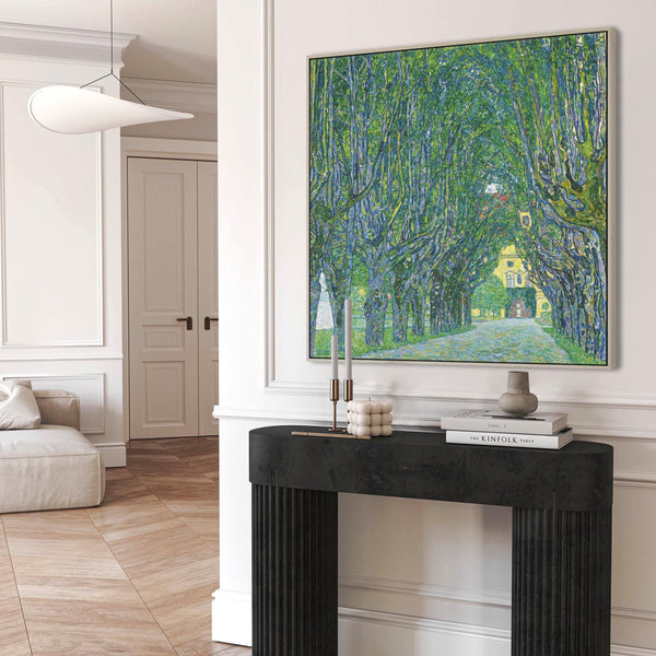 Living Room Lounge Framed Artwork Print on Canvas Green Gustav Klimt Schloss Klammer