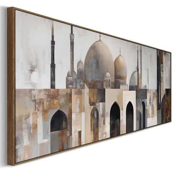 Wide Modern Framed Islamic Wall Art Canvas - Mosque Skyline
