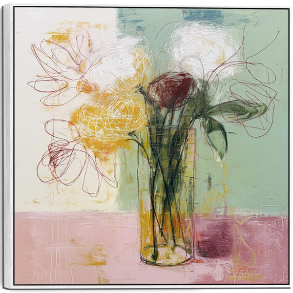 Abstract Colourul Floral Bloom Wall Art Canvas Print Framed