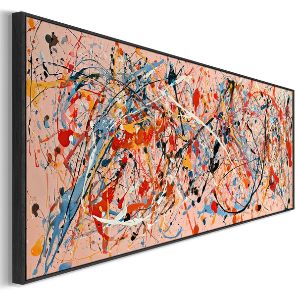 Wide Long Colourful Pink Framed Canvas Picture - Kinetic Art